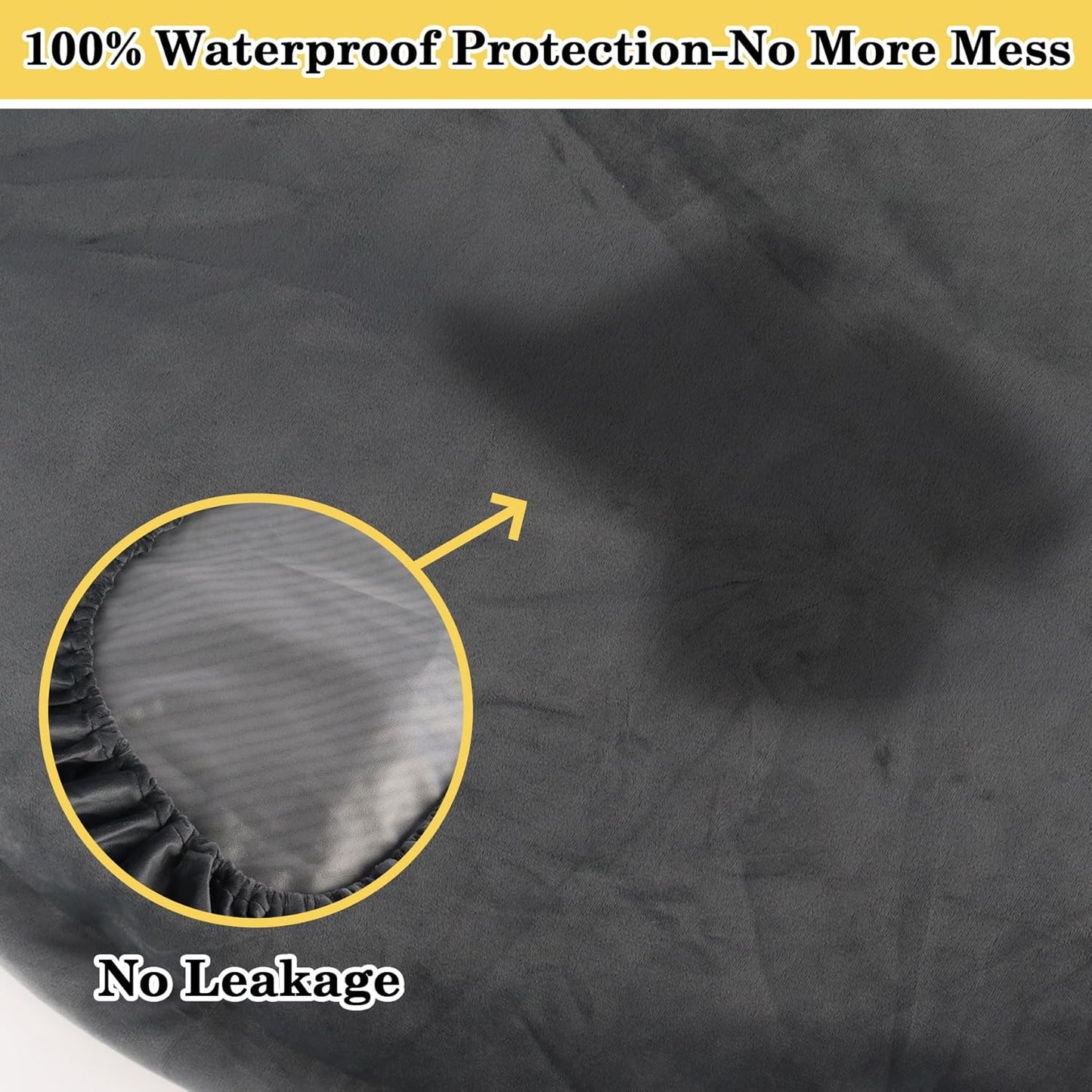 Klmnop Washable Round Dog Bed Cover, 30x30x9.5 Inch Waterproof Replacement Cover with Soft Plush Fabric, Fits Most Round & Donut Dog Beds(Grey)