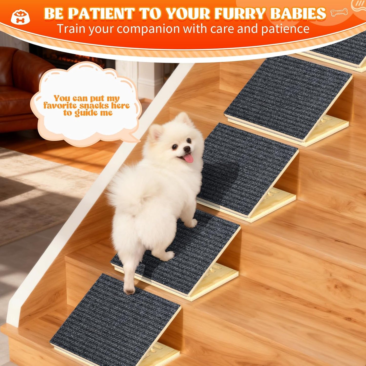 TNELTUEB 2 Pack Upgraded Dog Ramps for Stairs, Adjustable Stair ramp for Dogs,Portable Dog Stairs with Mat for Small Dogs and Cats, Non-Slip Pet Steps for Elderly or Injured Pets