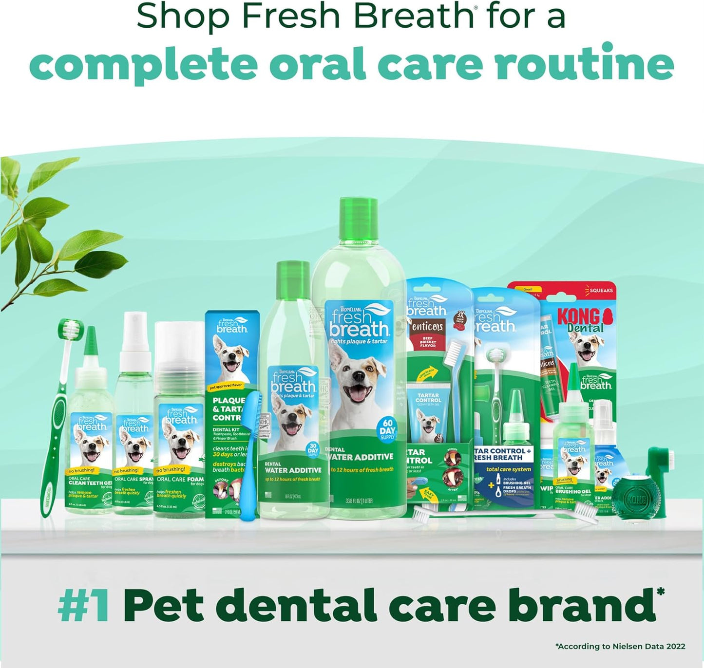TropiClean Fresh Breath Water Additive for Dogs, Dog Breath Freshener and Teeth Cleaning Solution, No Toothpaste or Toothbrush Required, 33.8oz.