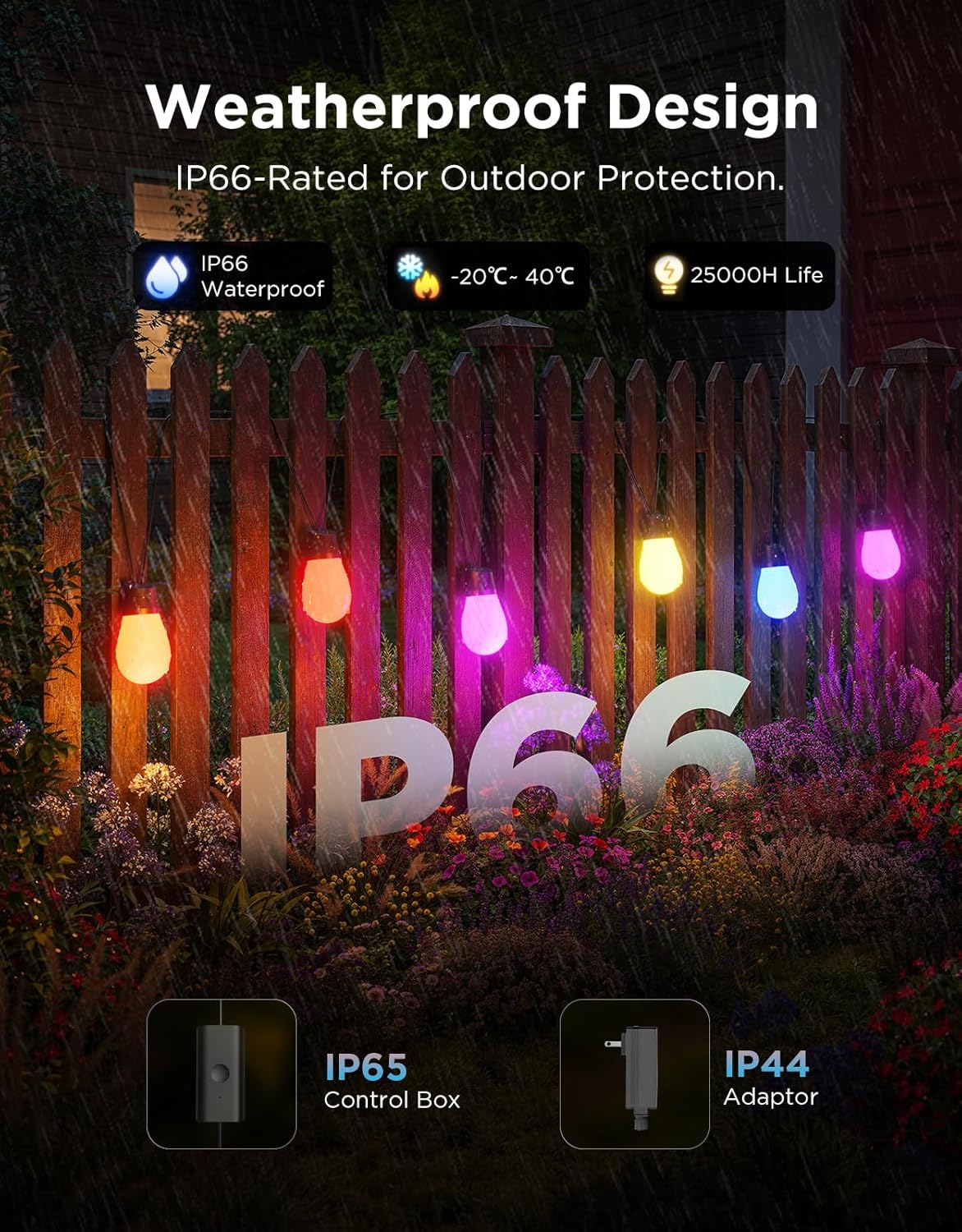 Govee S14 Bulb Outdoor String Lights 2, 96ft Smart RGBIC Warm White Patio Lights with 15 LED Bulbs, 111 Scene Modes for Outdoor Decor, Upgraded IP66 Compatible with Alexa, Google, Matter, APP Control