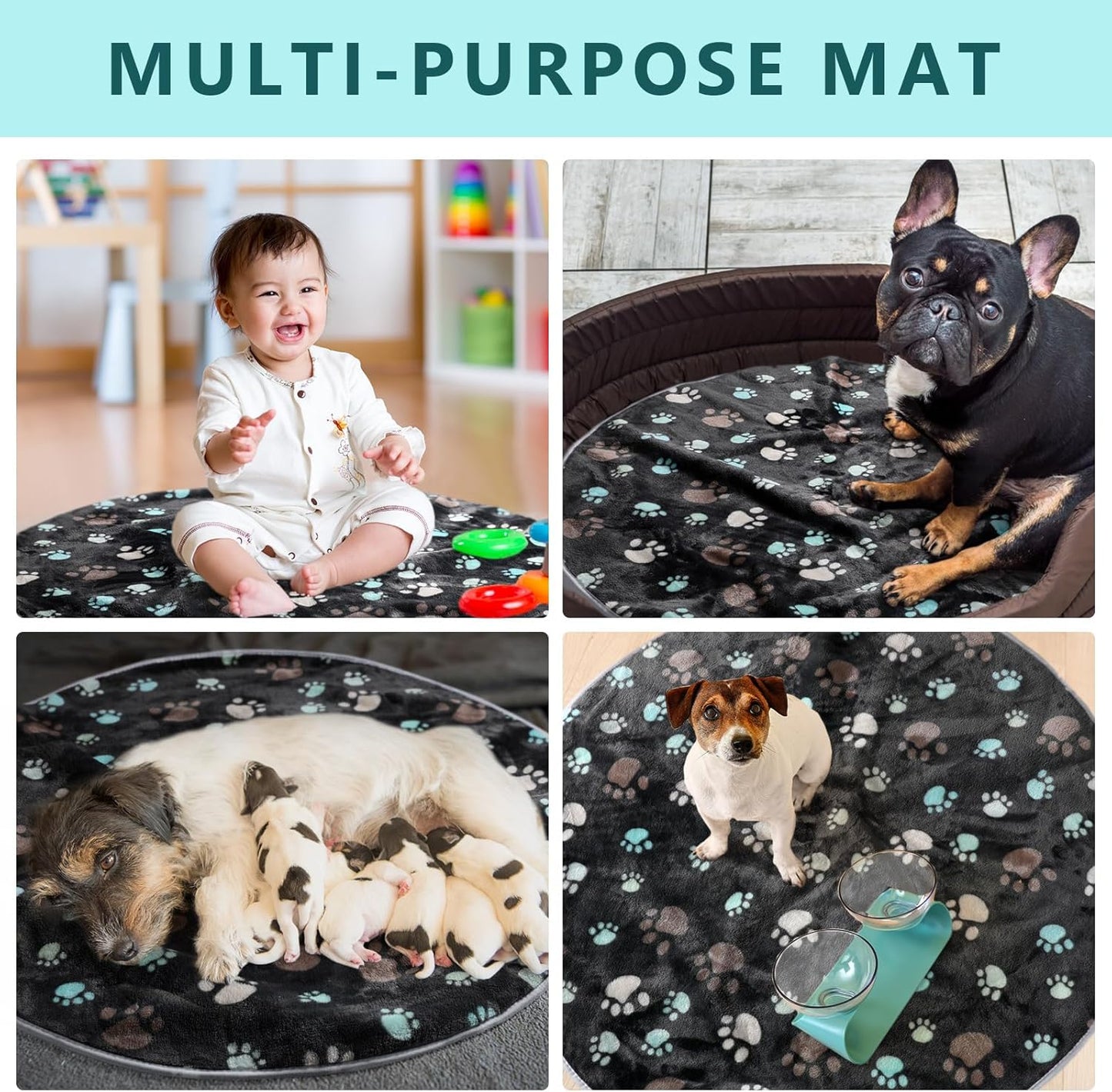 2 Pack 32" Round Whelping Pads for Dogs Washable Pee Pads for Dog Waterproof Pee Pads Black Reusable Puppy Pads Pet Training Pads Absorbent Floor and Bed Mat Fleece Pee Pad for Potty