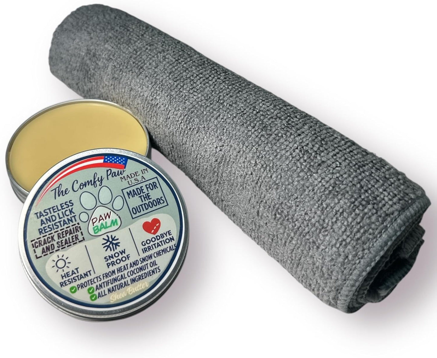 Dog Paw Balm & Moisturizer - with Gentle Extra Soft Microfiber Paw Pad Towel – Scent-Free, Lick-Safe Natural Repair Healer for Cracked Paws and Nose - Made in USA │ Year-Round Pad Protection