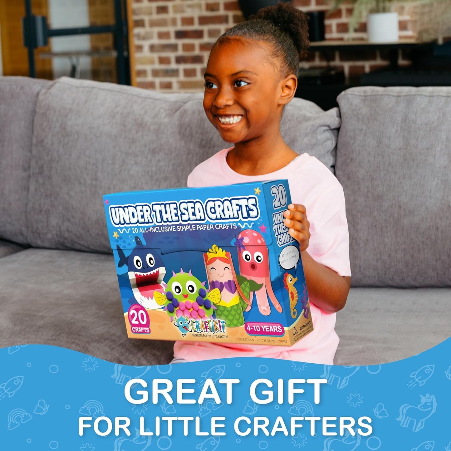 Craftikit® 20 Under The Sea Arts & Crafts Kits for Kids – Mermaid & Sea Animal Paper Crafts for Girls & Boys Ages 4-10 – Preschool Art Supplies & Toddler Craft Set