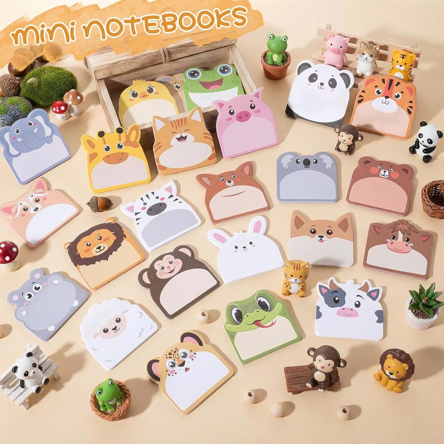 Maxdot 48 Pads 1440 Sheets Cute Sticky Notes, Fun Animal Sticky Notes Pad Self Adhesive Cartoon Jungle Farm Animal Memo Pads Bulk for Gift School Tab Office Home Supplies