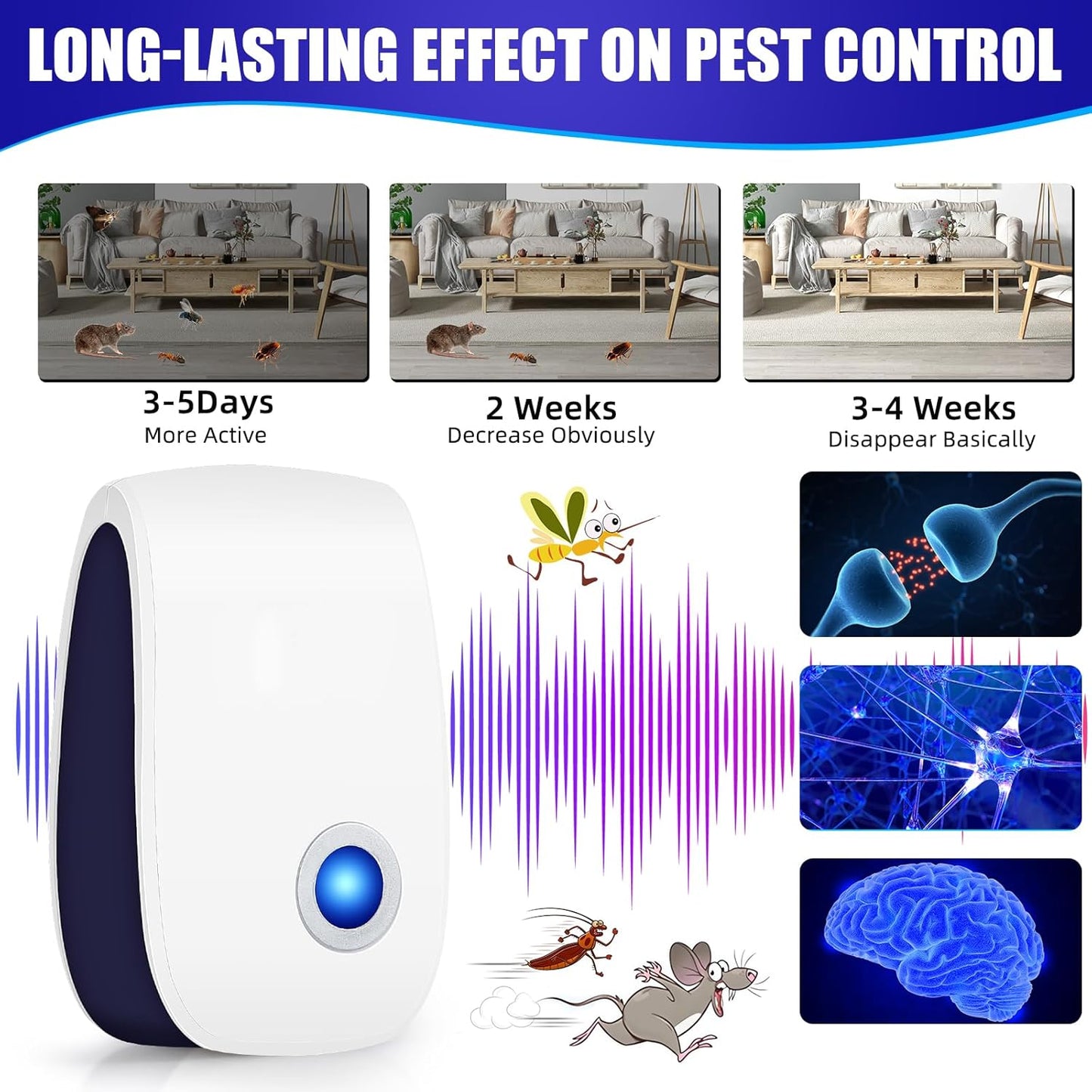 2026 Electronic Ultrasonic Pest Control Repeller Plug in for Roach Rodent Mouse Spider Bugs, Upgraded Mouse Repellent Ultrasonic Plug in Mice Repellent Indoor for Home, Office, Kitchen(10Pack)