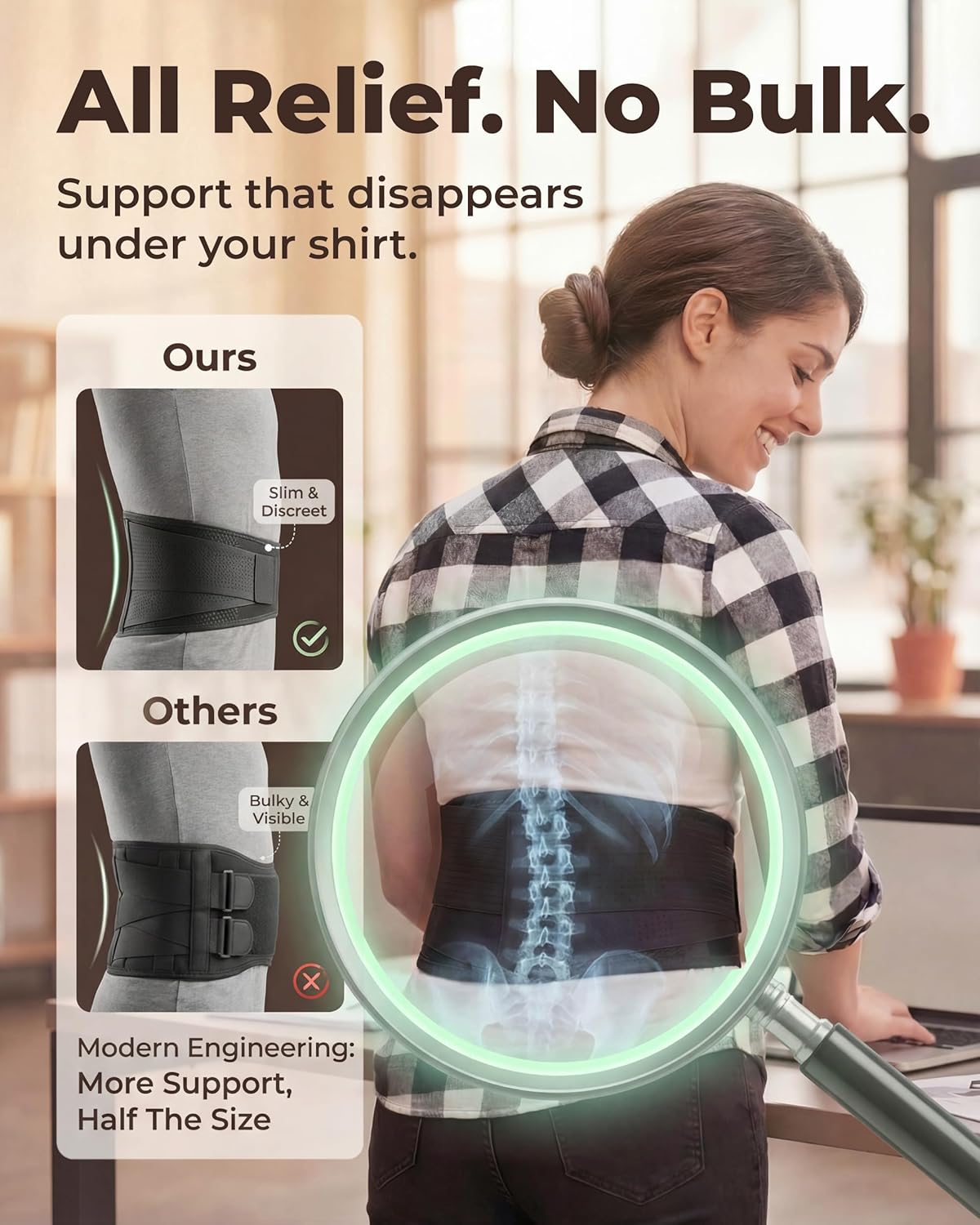 Sparthos Back Brace for Lower Back Pain - Immediate Relief from Sciatica, Herniated Disc, Scoliosis - Breathable Design With Lumbar Support Pad - For Home & Lifting At Work, For Men & Women - Medium