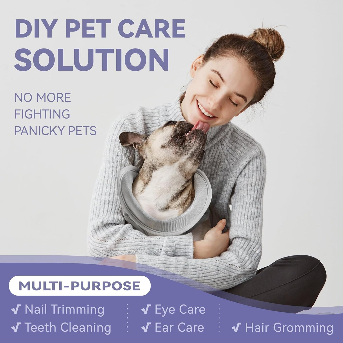 Dog Grooming Hammock Harness for Dogs & Cats with Pet Nail Clipper Trimmer - Cat Hanger Sling for Trimming Clipping Nails- Dog Hammock Restraint Bag for Small Medium Large pet （ Purple L）