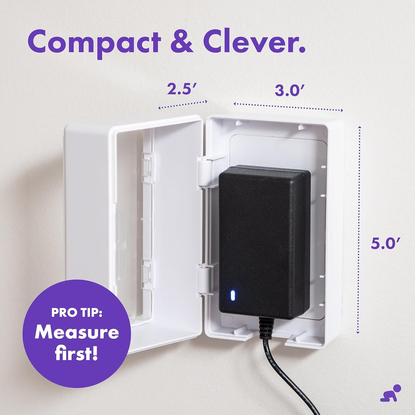 Outlet Cover Box Baby Proofing – Locking Plug Cover Box with Outlet Lock, Childproof Plug Covers for Cords & Power Plugs, Plug Lock Cover for Wall Outlets