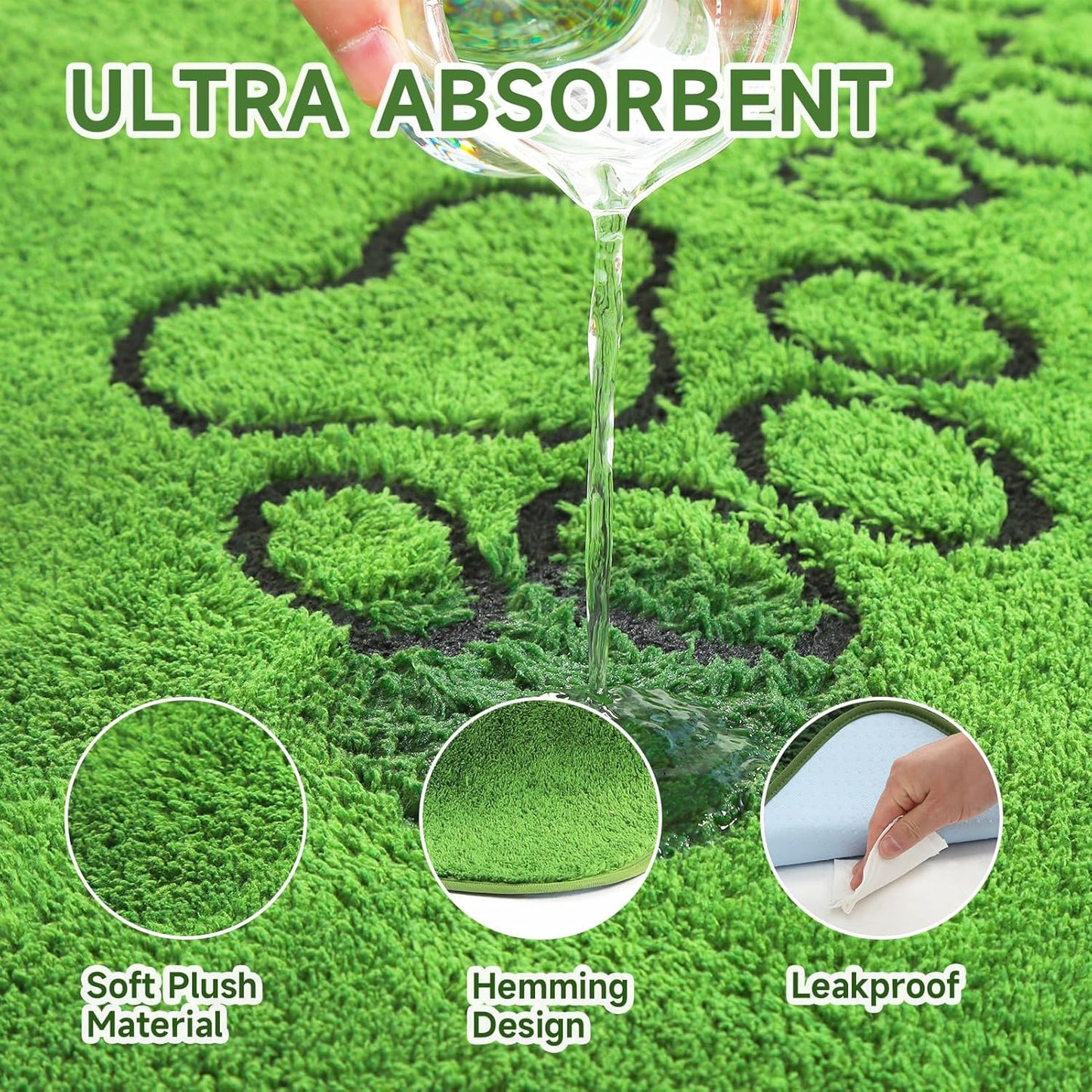 Homimp Washable Pee Pads for Dogs, 2 Pack Super Absorbent Reusable Puppy Pads, Green Long Wool Fake Grass for Potty Training, Upgrade Non-Slip and Leak-Proof,Floor, Couch, Bed, and Crate,Green 18"×24"