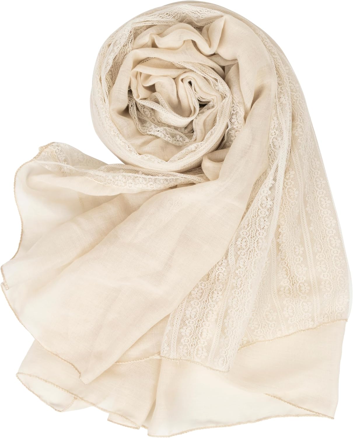 INOGIH Fashion Breathable Lace Cotton-Linen Scarfs Large Soft Sun-Protection Shawl-Wrap for Daily All Season