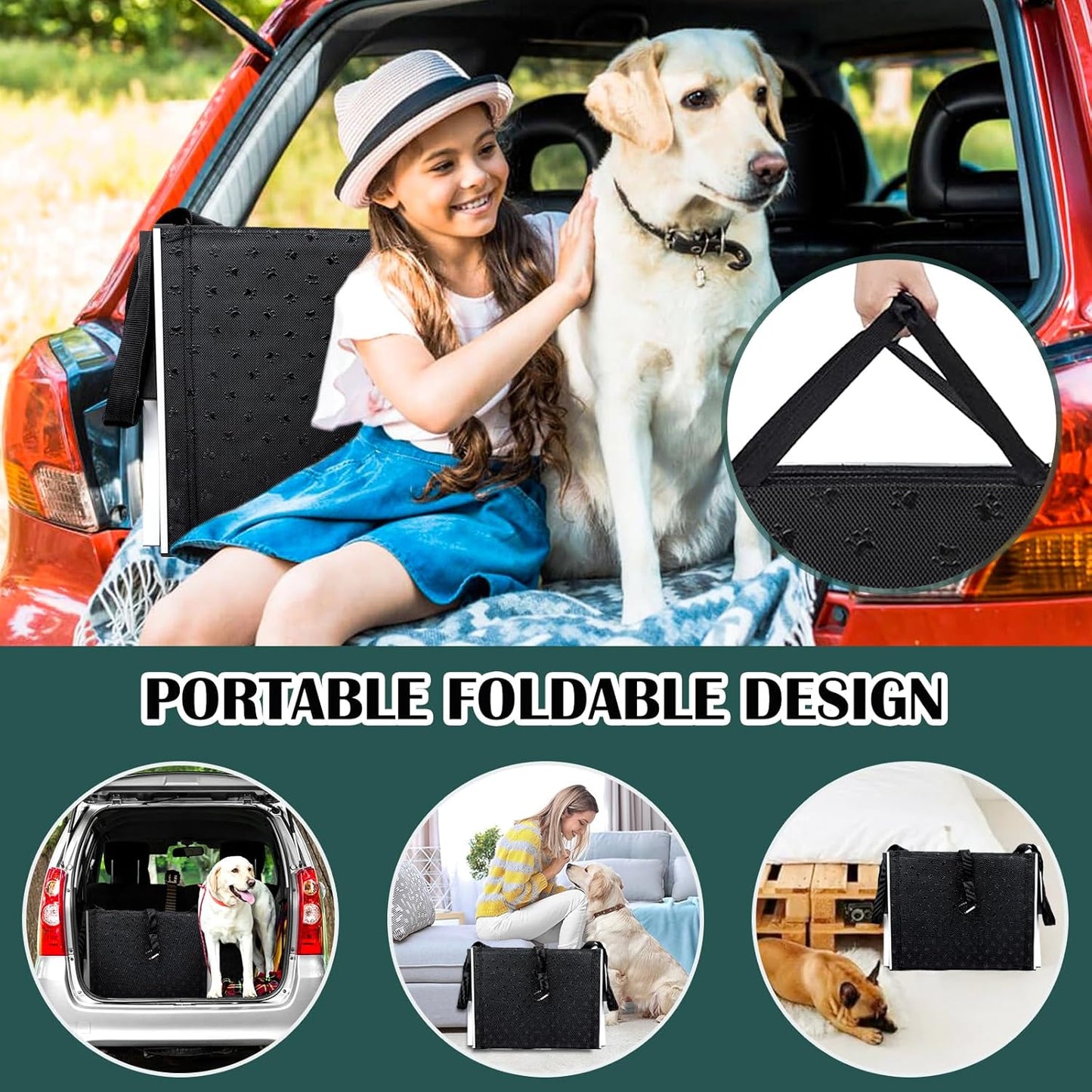 Joyrally Extra Wide Dog Stairs for Large Dogs,Dog Stairs for Cars,Foldable Dog Ramp Pet Steps Light Weight Aluminum,High Beds, Trucks, Supports up to 200 lbs (Extra Wide-4 Steps)
