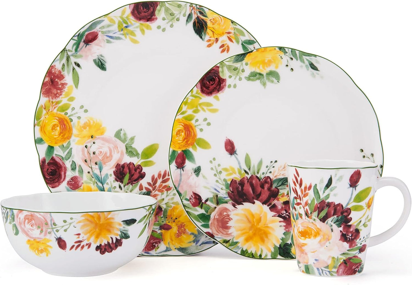 Mikasa Clara Bone China Lightweight Chip Resistant 16 Piece Dinnerware Set, Service For 4