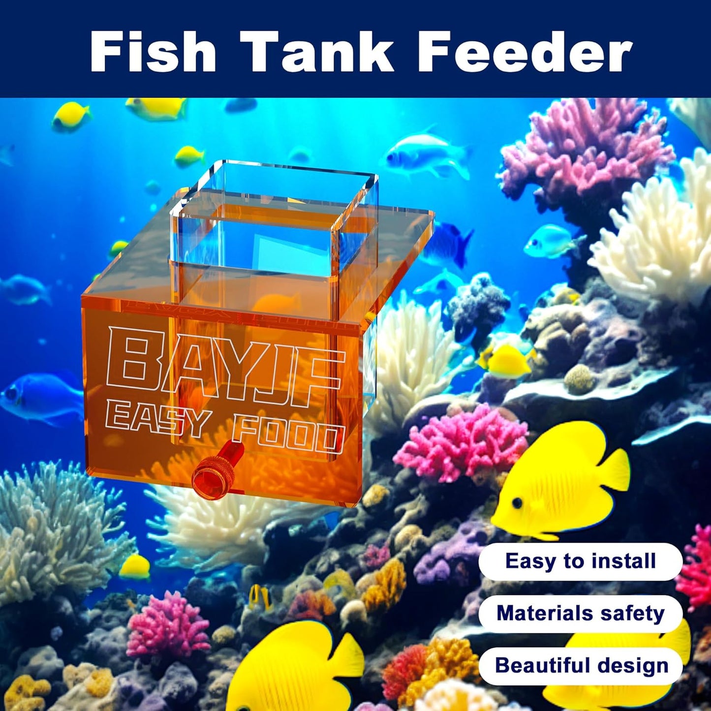 Hanging Acrylic Fish Feeding Ring for Aquarium,Transparent Orange Square Fish Food Feeder for Aquarium Accessories,Suitable for Betta Guppy Clownfish