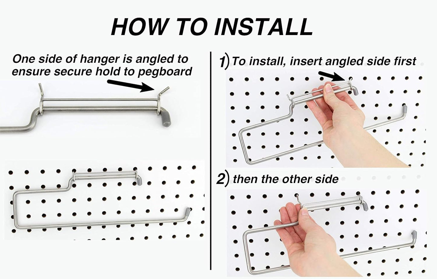 RightArrange One-Handed Tear Pegboard Paper Towel Holder - Stainless Steel - Hooks to Any Peg Board - Pegboard Accessories for Tool Shed, Garage, Workbench, Kitchen, Laundry or Craft Room Organization
