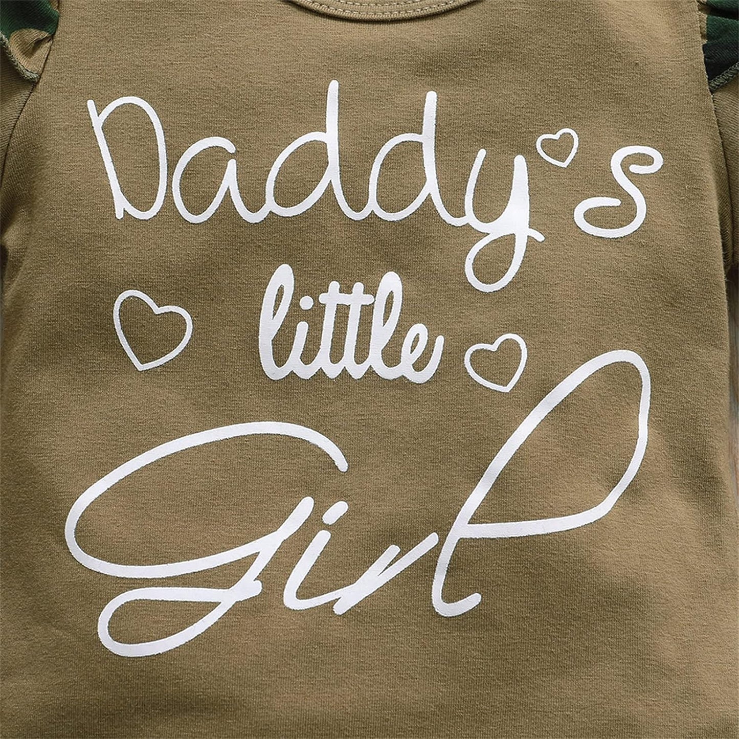 AMAWMW Baby Girl Clothes Set Daddys Little Girl Ruffle Romper Top Camouflage Pants Newborn Infant Baby Girl Outfit
