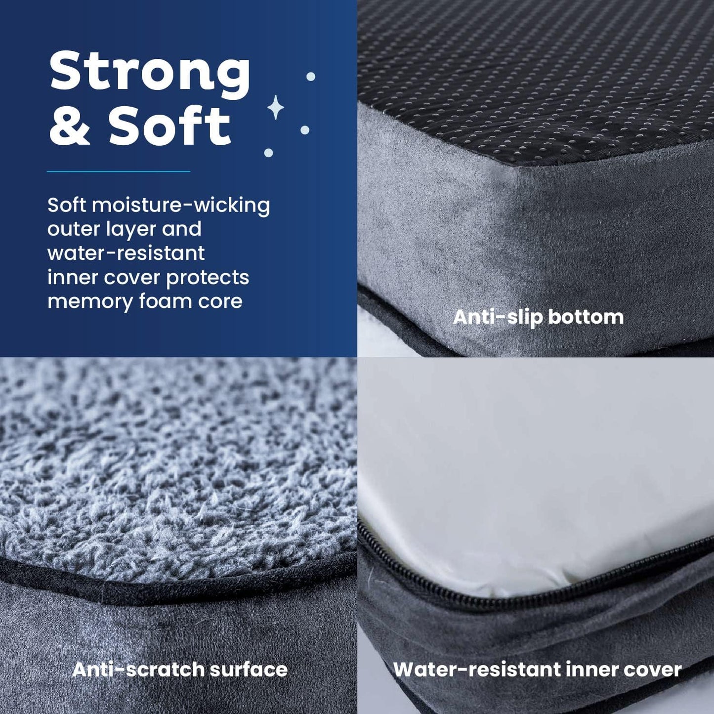 Snuggle-Pedic Memory Foam Dog Bed - Plush, Waterproof Pet Beds w/Removable Inner and Outer Cover, Anti-Slip Bottom, and Faux Suede Fabric - Orthopedic Dog Beds for Large Dogs