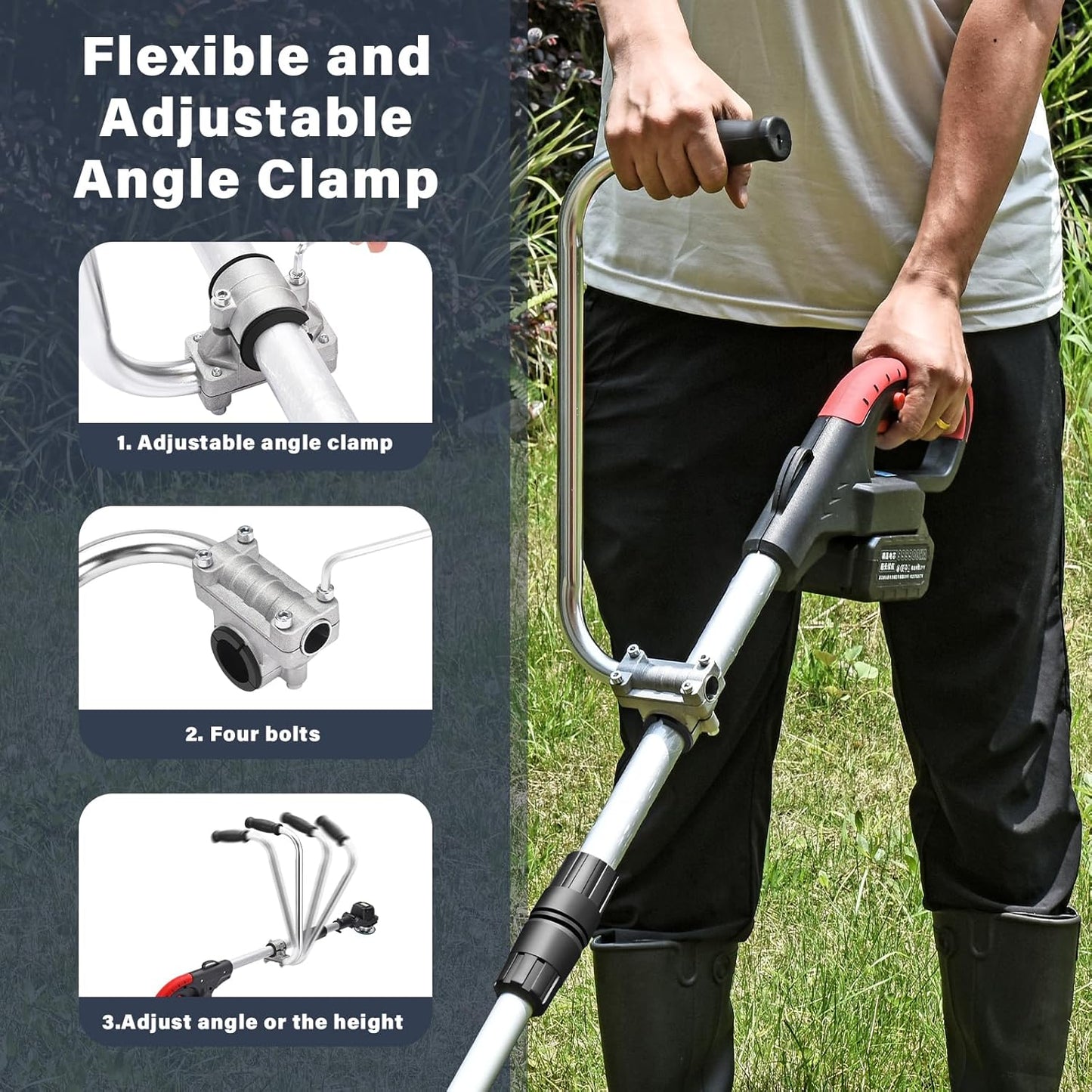 Ergonomic Trimmer Grip, String Trimmers Handle with Shoulder Strap Harness, Weed Eater Handle Extension with Bracket Clamp, Lawn Trimmer Handle Grip for Lawn Care, Landscaping, Yard Trimming Edging
