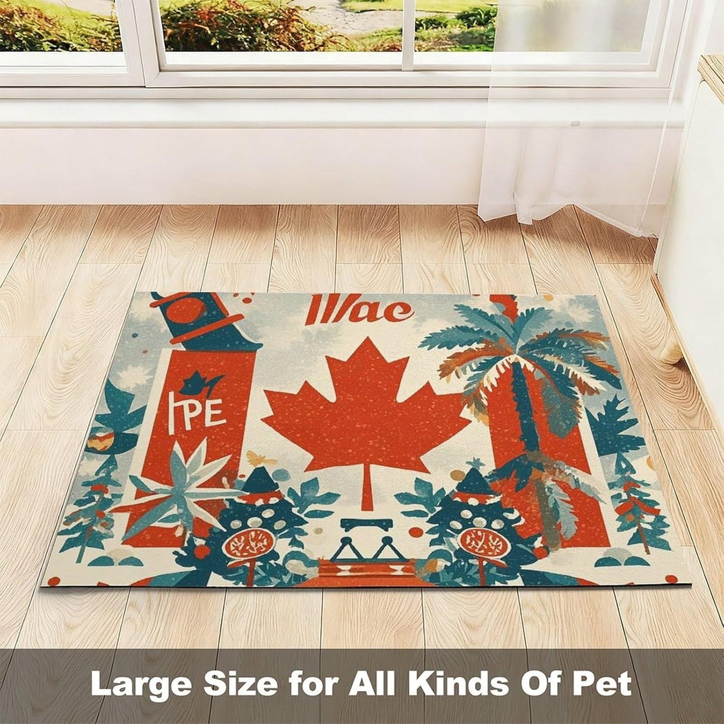 Dog Food Mat Pet Leather Tablecloth Retro Canada Flag Pet Feeding Mat Anti-Slip Dog Bowl Mats Absorbent Pet Placemats for Dogs Protect Floor Dogs Pad for Food and Water