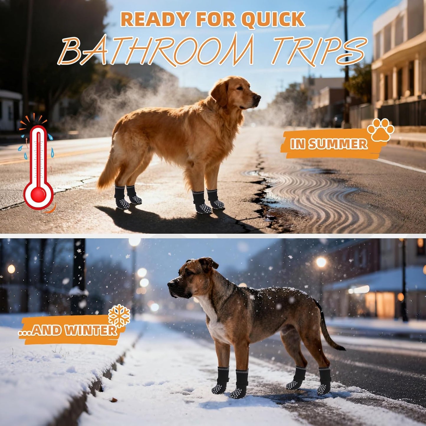 KOOLTAIL Anti Slip Dog Socks Booties to Prevent Licking Paws Scratching, Pet Boots&Paw Protector for Hardwood Floors, Dog Shoes for Winter, Traction Control Grip Socks for Small Medium Large Dogs M