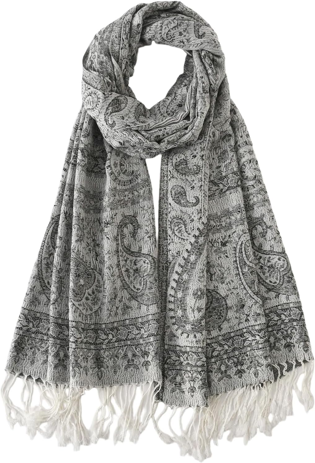 Paisley Pashmina Rave Shawl Scarf-Women's Reversible Ethnic Jacquard Pashmina Wraps for Travel