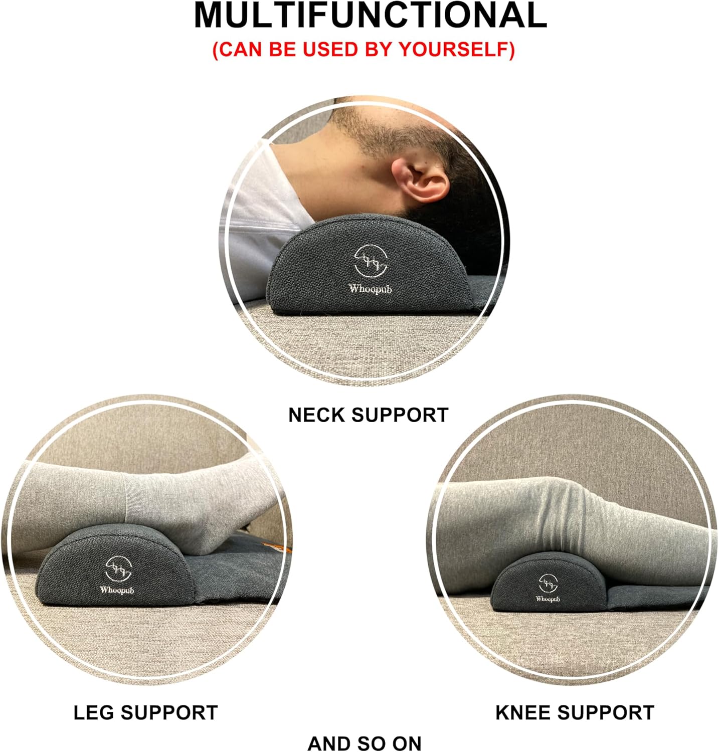 Dog Bolster Pillow for Extra Large Dogs, Benefit for Cervical Vertebra and Neck, Easy to Carry When Traveling, with High Resilience Foam, Machine Washable Cover＆Easy to Clean (Dark Gray, XL)