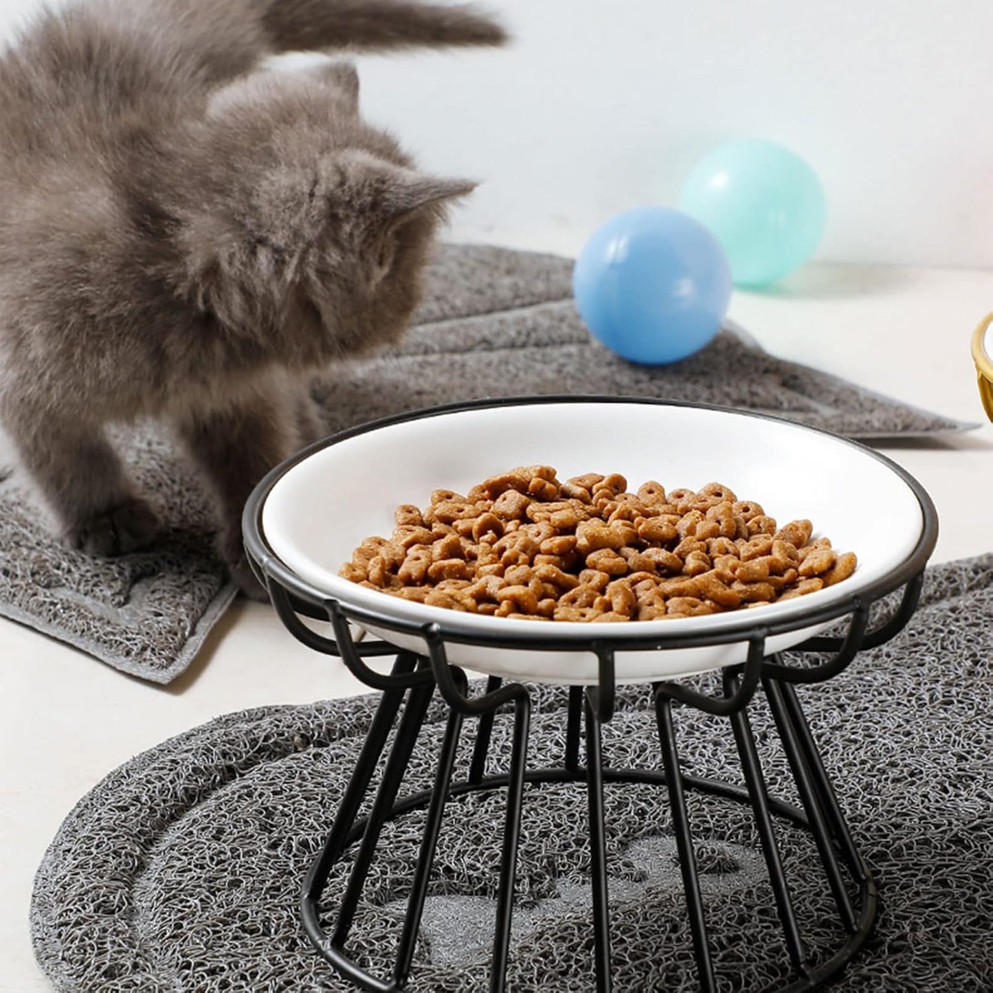 Colorful Bowl Tilted Pet Bowl Holder Stress-Free Suit for Small Dog Cats Raised Pet Feeding Bracket Anti-Vomiting