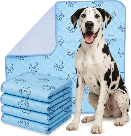 PETSWORLD Washable Reusable Dog Pee Pads (Pack of 4) – 34” x 36” Training Pads with Non-Slip Backing - Waterproof, Leakproof, Highly Absorbent Pet Pads for Puppies & Dogs
