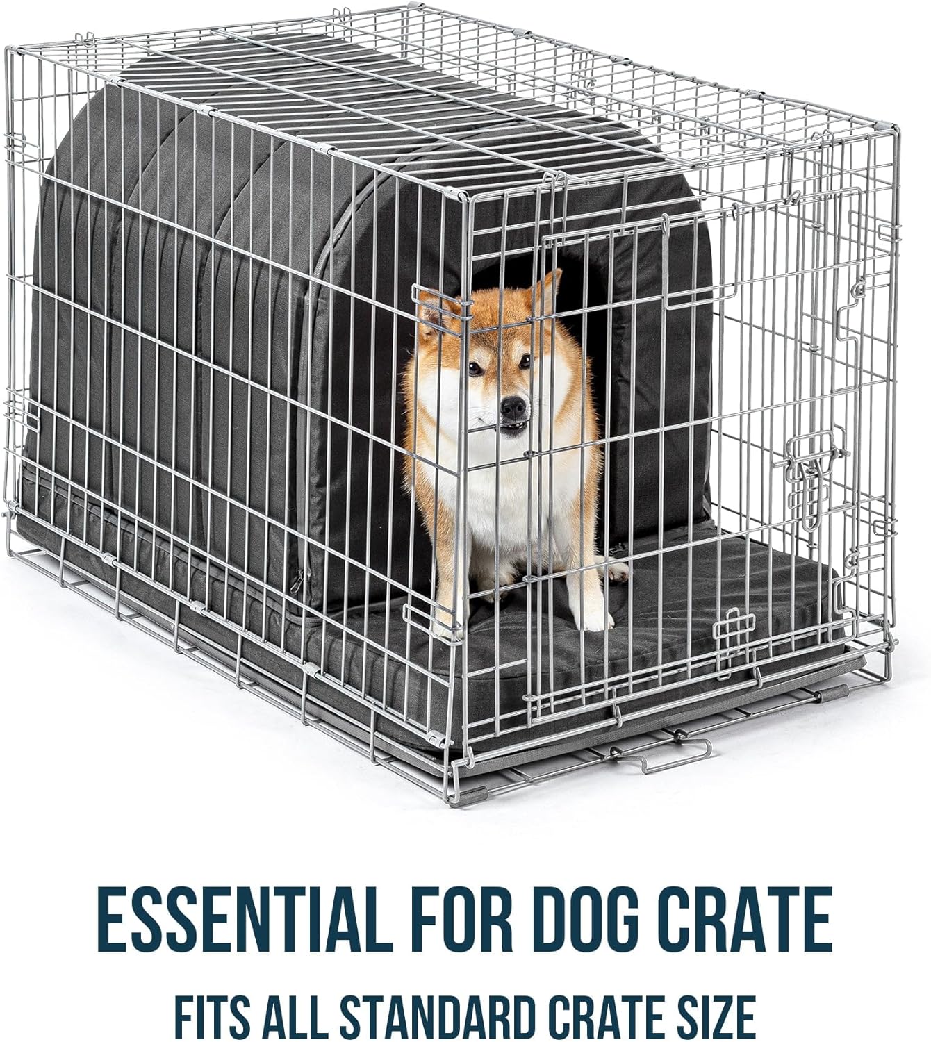 Orthopedic Dog House 2.0 - Outdoor Waterproof Dog Shelter w/Porch - Scratch Proof Indoor Pet House w/Egg-Crate Foam - Ideal for Medium Breeds & Fits 30-Inch Crate - 29"x18", Charcoal