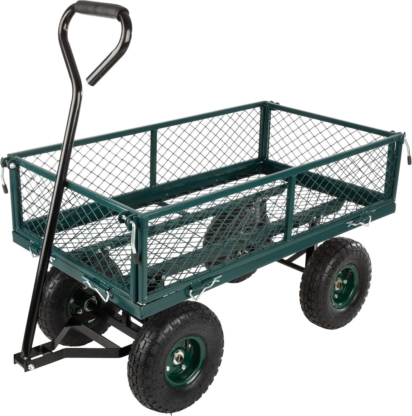 Garden Cart - Rolling Wagon Cart with 650lb Weight Capacity, All-Terrain Wheels, and Removable Sides - Garden Carts and Wagons by Pure Garden (Green)