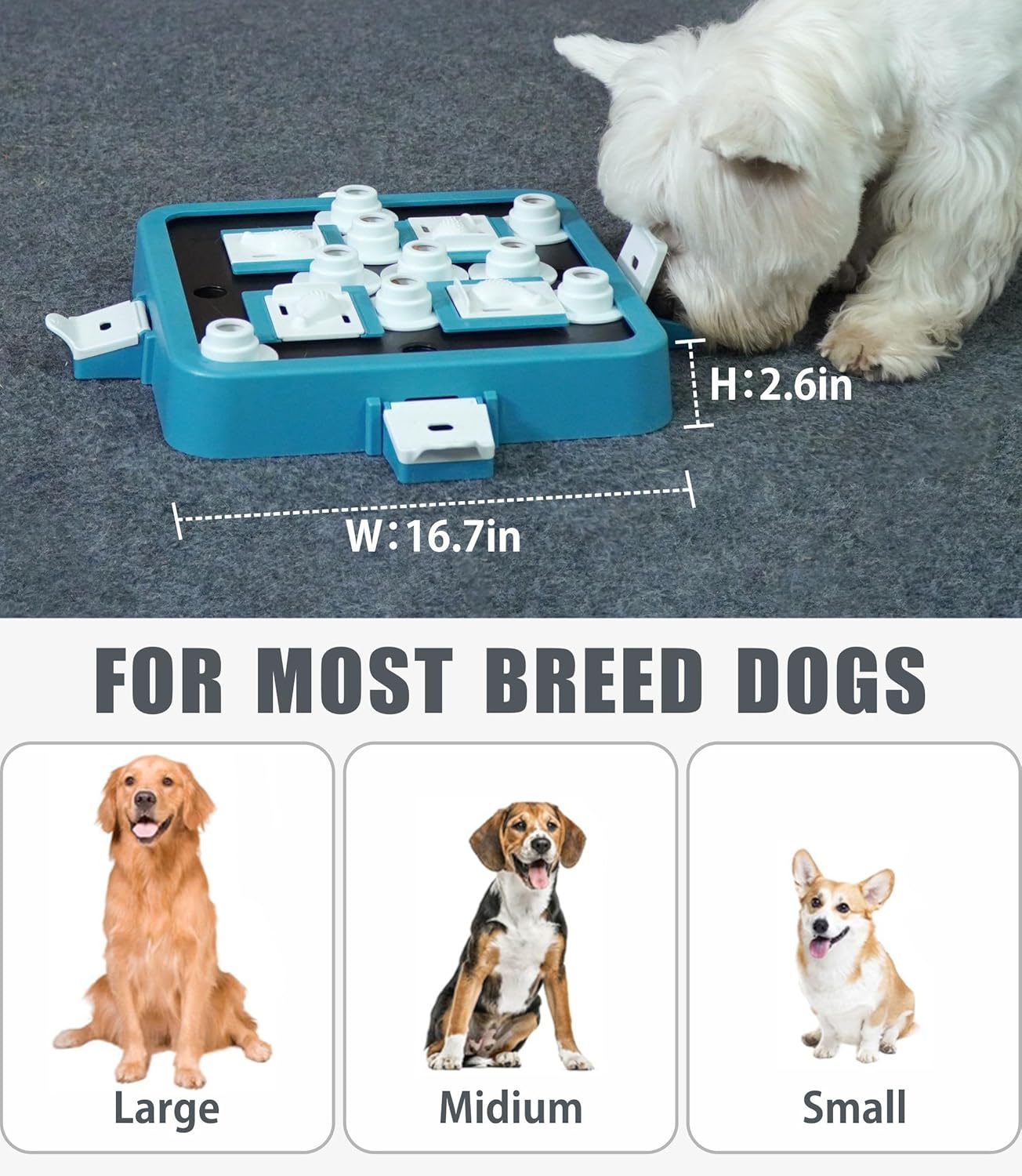 Dog Puzzle Toy, Adjustable Difficulty Levels Beginner to Advanced, Large Size, Brain Stimulation Mental Enrichment, Food Treat Game (Green)