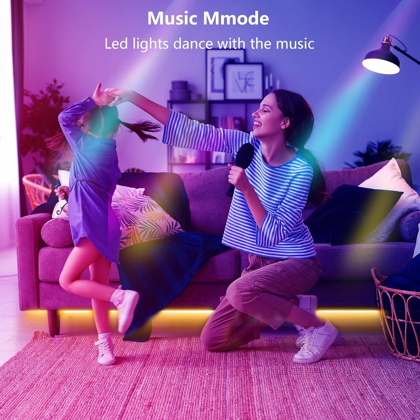 Led Lights for Bedroom 100ft (1 Rolls of 100ft) Music Sync Color Changing Led Strip Lights with 60 Key Remote and App Control RGB Led Light Strip for Home Party Room Decoration
