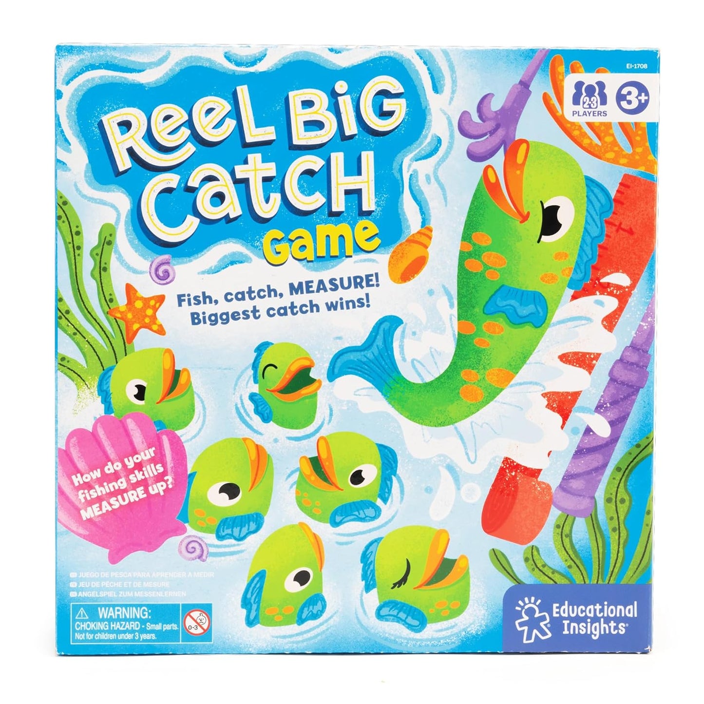 Educational Insights Reel Big Catch Game - Preschool Math Games for 4 Year Olds, Who Can Catch the Longest Fish Game, Kindergarten Learning Activities, Fishing and Counting Games for Kids Ages 3-5