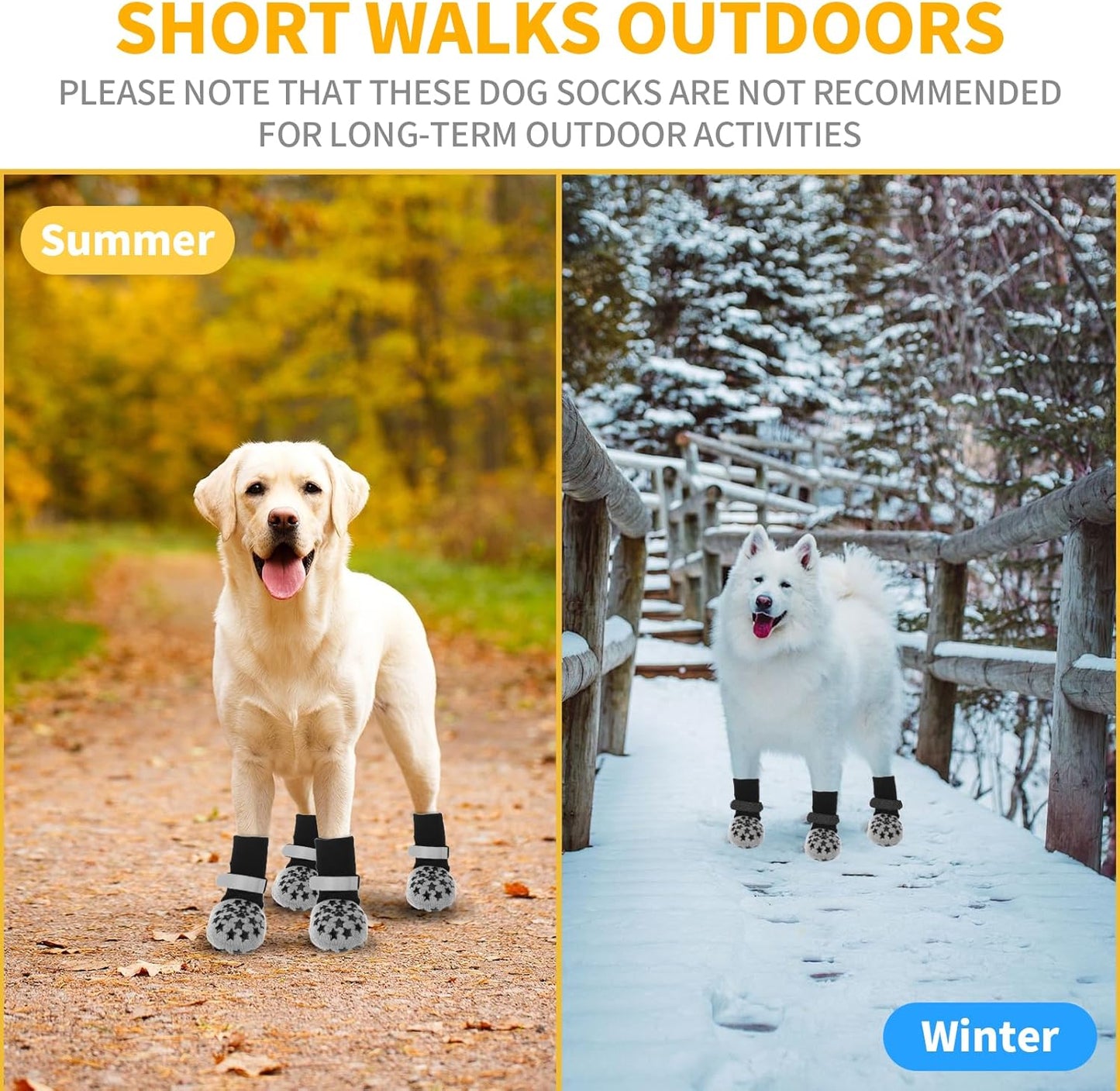 Dog Socks Anti Slip, Non-Slip Dog Socks to Prevent Licking Paws with Elastic Straps for Hot/Cold Pavement, Boots & Paws Protectors for Small Medium Large Senior (4 Pcs, S)