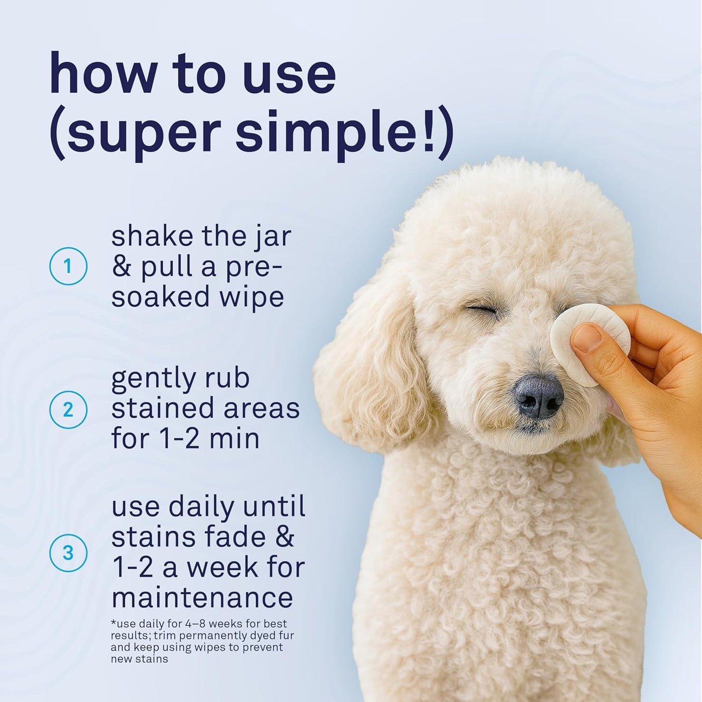 Petpost Tear Stain Remover Wipes for Dogs | 100 Count Gentle Eye Wipes with Juniper Berry & Coconut | Dog Face Wipes for Tear Stains & Eye Discharge | Soft Cotton Pads, Bleach Free