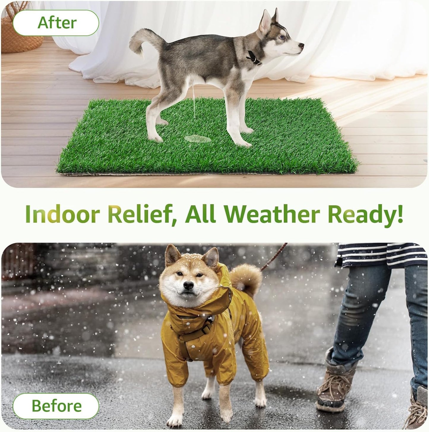 LOOBANI Dog Grass Pee Pads, 2 Pack Artificial Grass Pads for Potty Tray, Fake Grass for Dogs to Pee On, Outdoor Indoor Pee Grass for Dog Potty (18*23 inch)