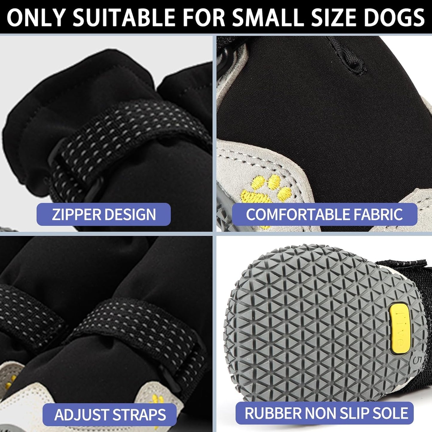 MOOB Dog Shoes for Large Dogs, Dog Boots & Paw Protectors, Dog Shoes for Large Dogs, 4Pcs Medium Dog Booties with Rugged Anti-Slip Sole and Outdoor Reflective for Snowy Day,(Size 6)
