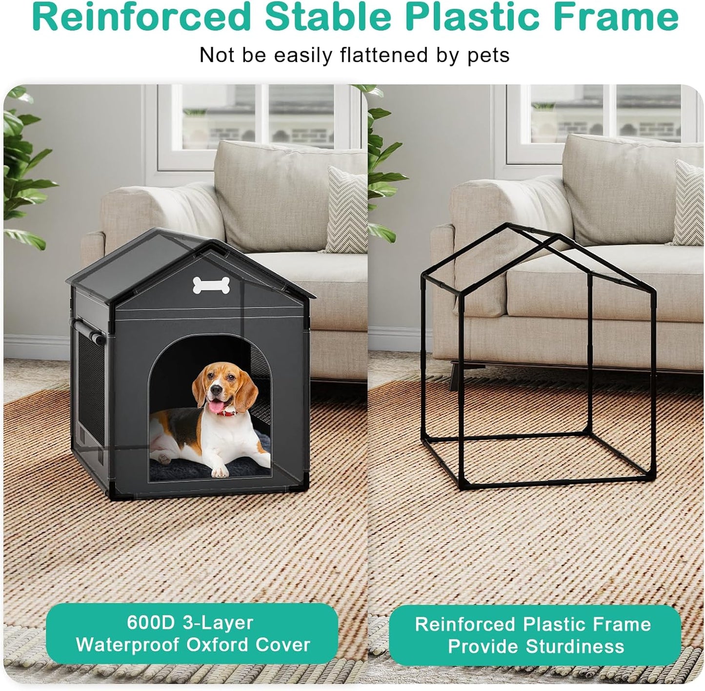 Large Dog House Indoor Dog Kennel Bed Mat with Cushion for Small Medium Large Dogs Cats, Winter Warm Cat Nest Puppy Cave Sofa Pet Products Easy Assembly