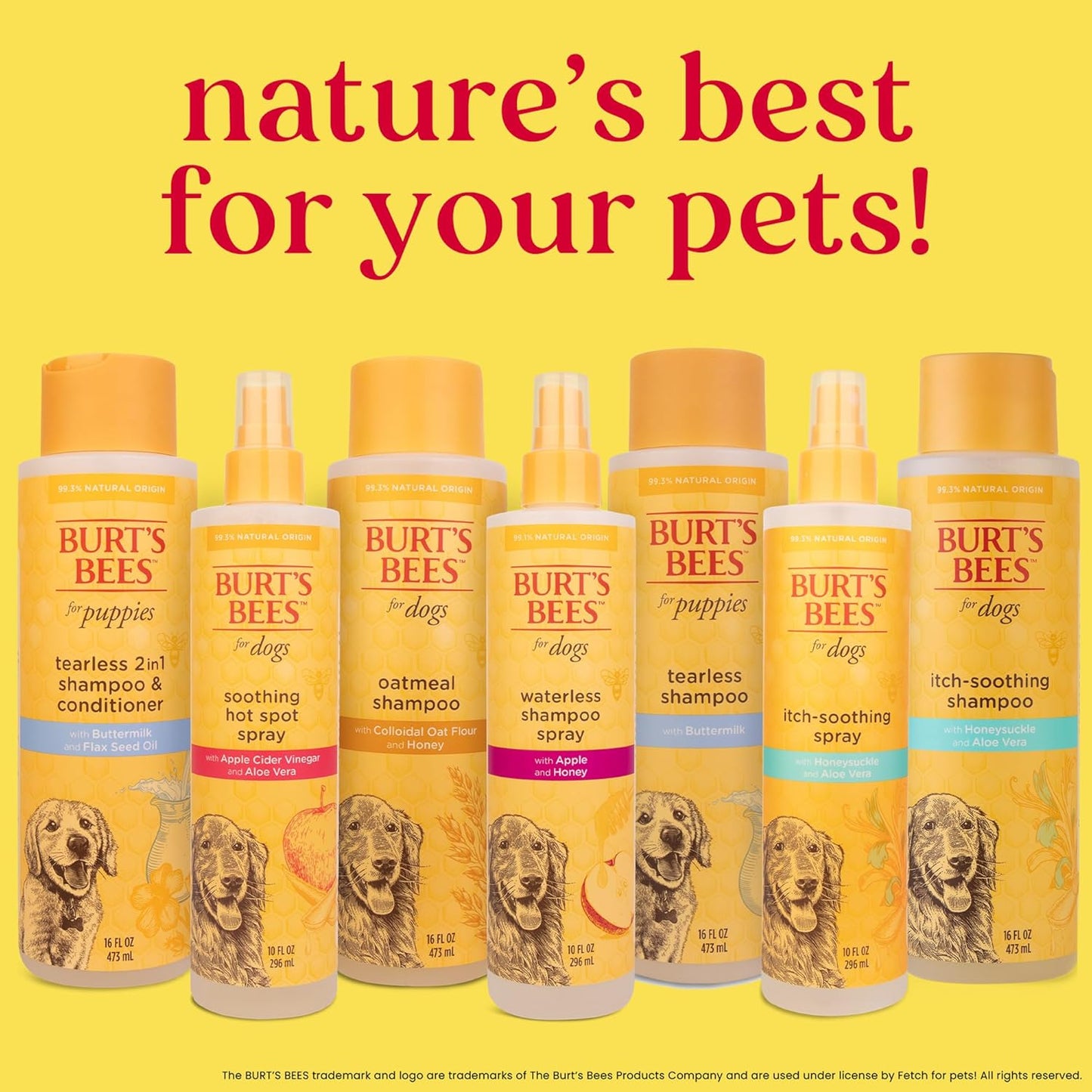 Burt's Bees for Pets Tearless Puppy Shampoo with Buttermilk and Flaxseed Oil, Gentle Dog Shampoo for Puppies 8+ Weeks, Fragrance Free Coat Cleanser with 95% Natural Origin Formula, 16 Fl Oz - 2 Pack
