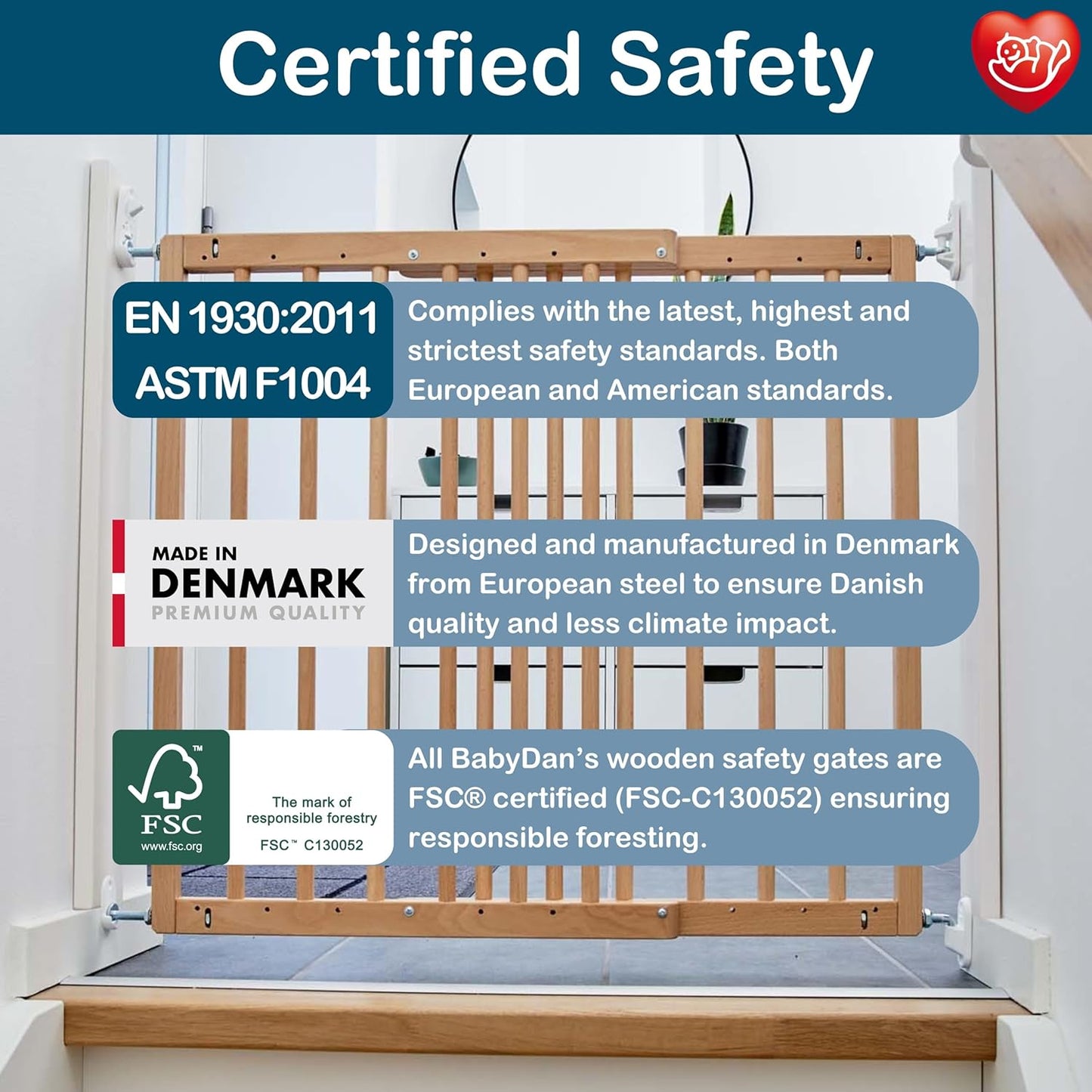 BabyDan MultiDan, 23.9"-40.", Extendable Stair Gate/Baby Gate/Safety Gate, Wood, Made in Denmark - (Pet Gate/Dog gate)