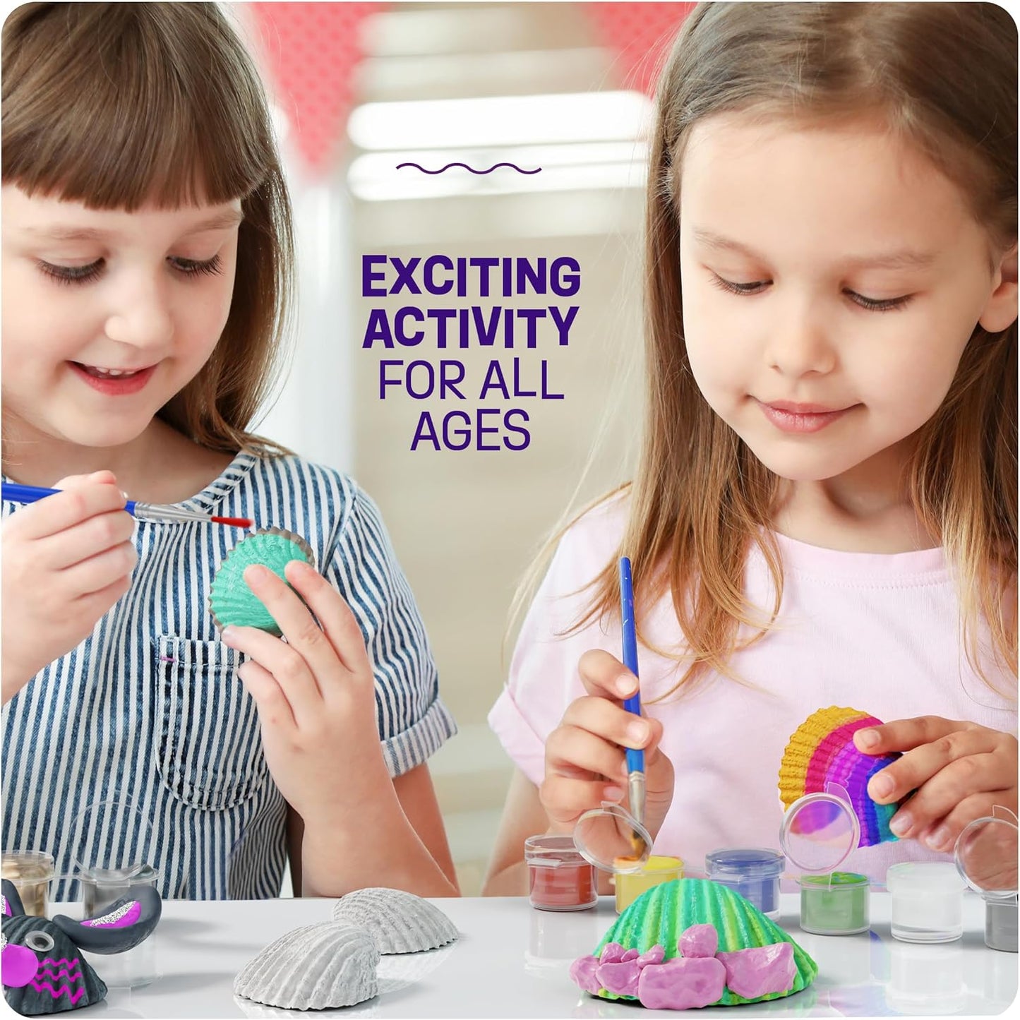 Dan&Darci Kids Sea Shell Painting Kit - Arts & Crafts Easter Gifts for Boys and Girls - Craft Activities Kits - Creative Art Activity Gift Toys for Age 6, 7, 8, 9, 10, 11 & 12 Year Old 8-12