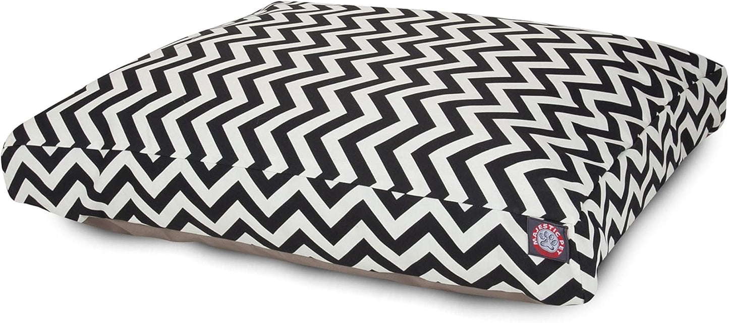 Majestic Pet Chevron Rectangle Dog Bed Washable – Non Slip Comfy Pet Bed – Crate Bed with Removable Washable Cover – Kennel Bed for Sleeping, Polyester Fiber, Small, Black