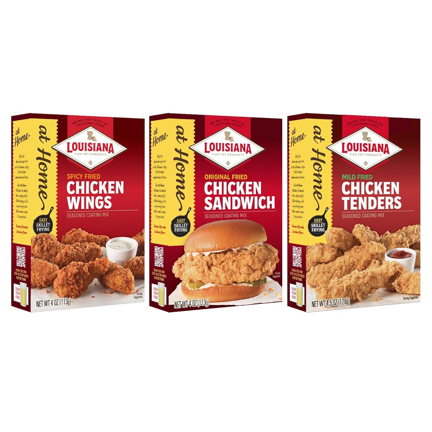 Louisiana Fish Fry At Home Chicken Seasoned Coating Mix Variety Pack - Make Your Fast Food Favorites At Home - Authentic Cajun Flavor for Crispy and Flavorful Fried Chicken Wings, Sandwiches, and Tenders - (One Box of Each)