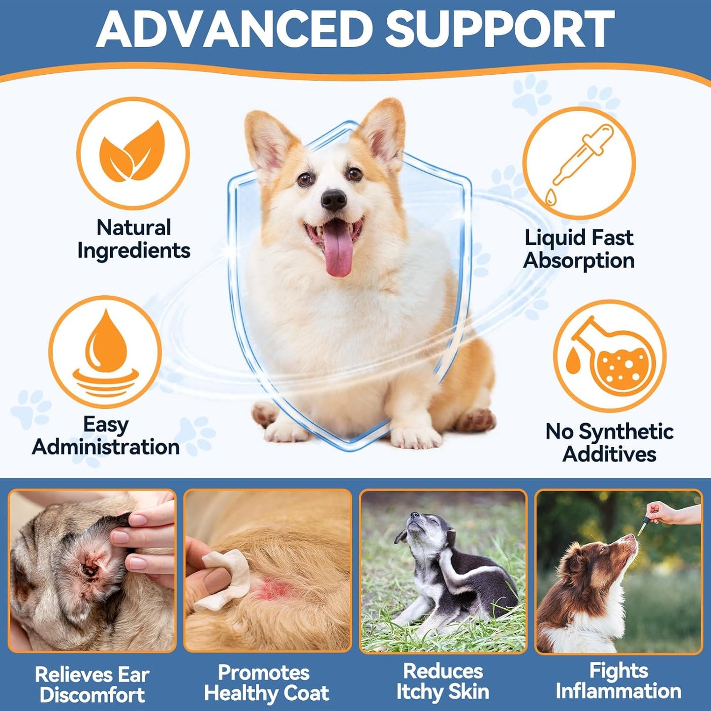 Natural Yeast Relief for Dogs, Support Healthy Itch Relief, Ear Paw Discomfort Care, Itch Relief for Dog, Allergy Supports, Inflammation Relief for Dogs, 60ml Bacon Flavor
