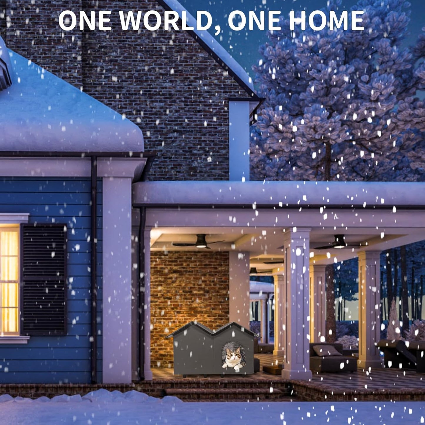 NAMOTEK Large Heated Cat Houses for Indoor/Outdoor Cats with Elevated Heated Cat Bed Waterproof， Insulated Providing Safe Feral Cats, Easy to Assemble Large (23" x 13" x 18")