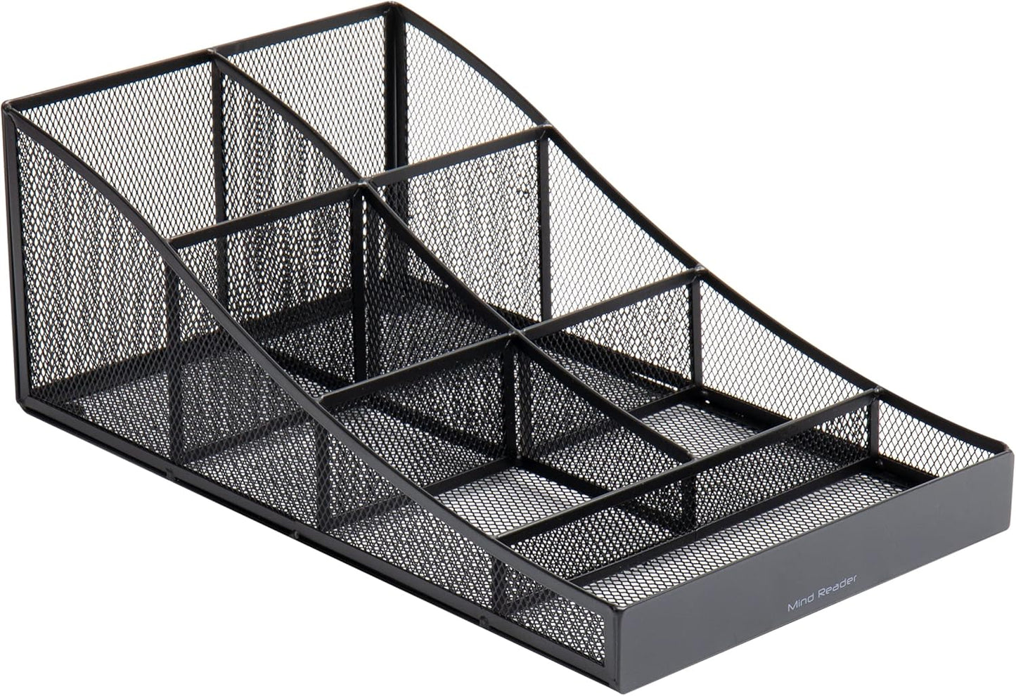 Mind Reader Countertop Organizer, Office Breakroom Supply Caddy for Cups Lids Stirrers and Condiments, Metal Mesh, Black