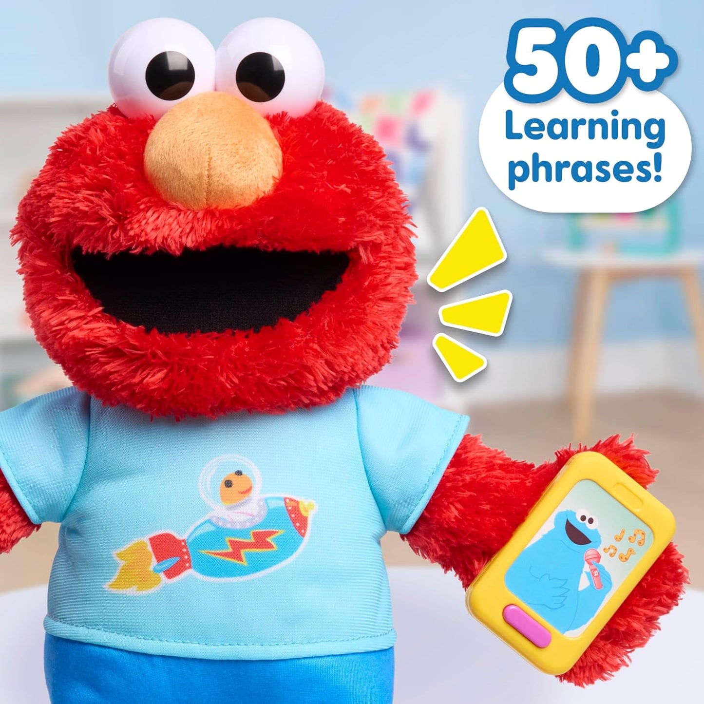 Sesame Street 13-inch Learning Elmo Plush Stuffed Animal with 50+ Phrases, Lights, Sounds, & Motion, Learning and Education, Kids Toys for Ages 18 Month by Just Play