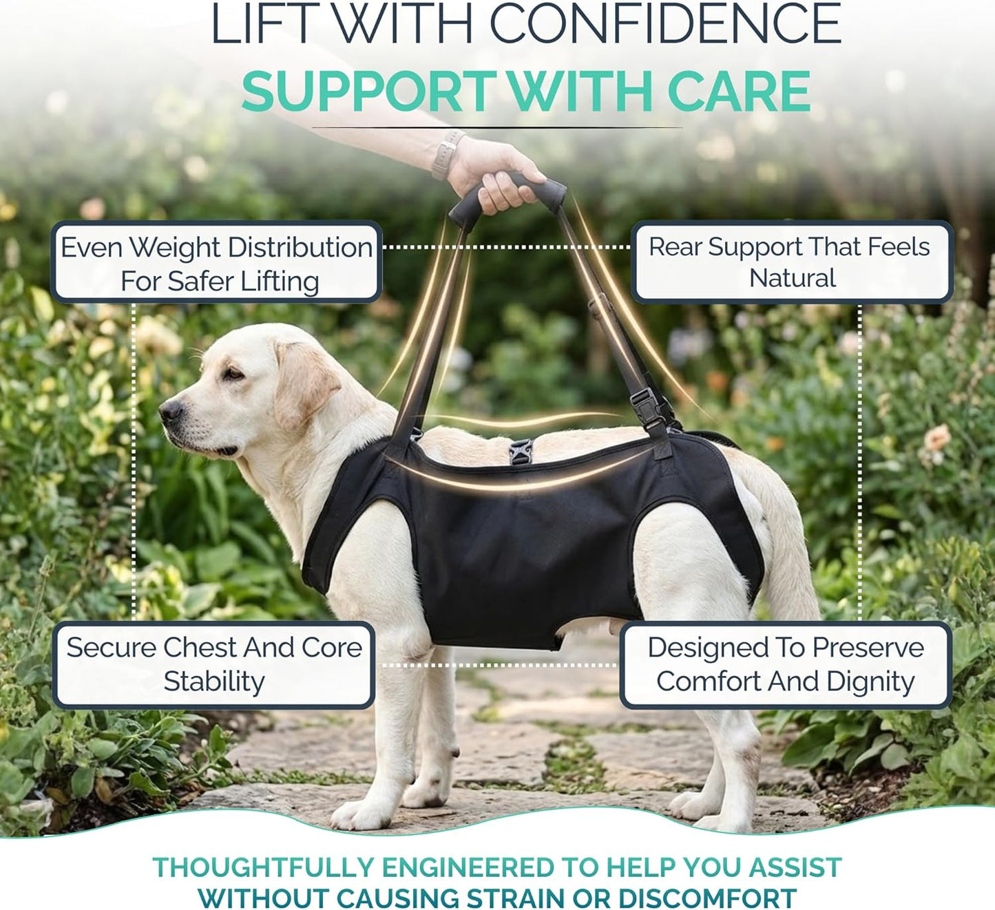 Large Dog Sling Carrier – Dog Sling for Large Dogs Hind Leg Support – 51-83 Lb. Doggie Lift XL Full Body Design with Breathable Mesh and Adjustable Straps for Safe Mobility Assistance
