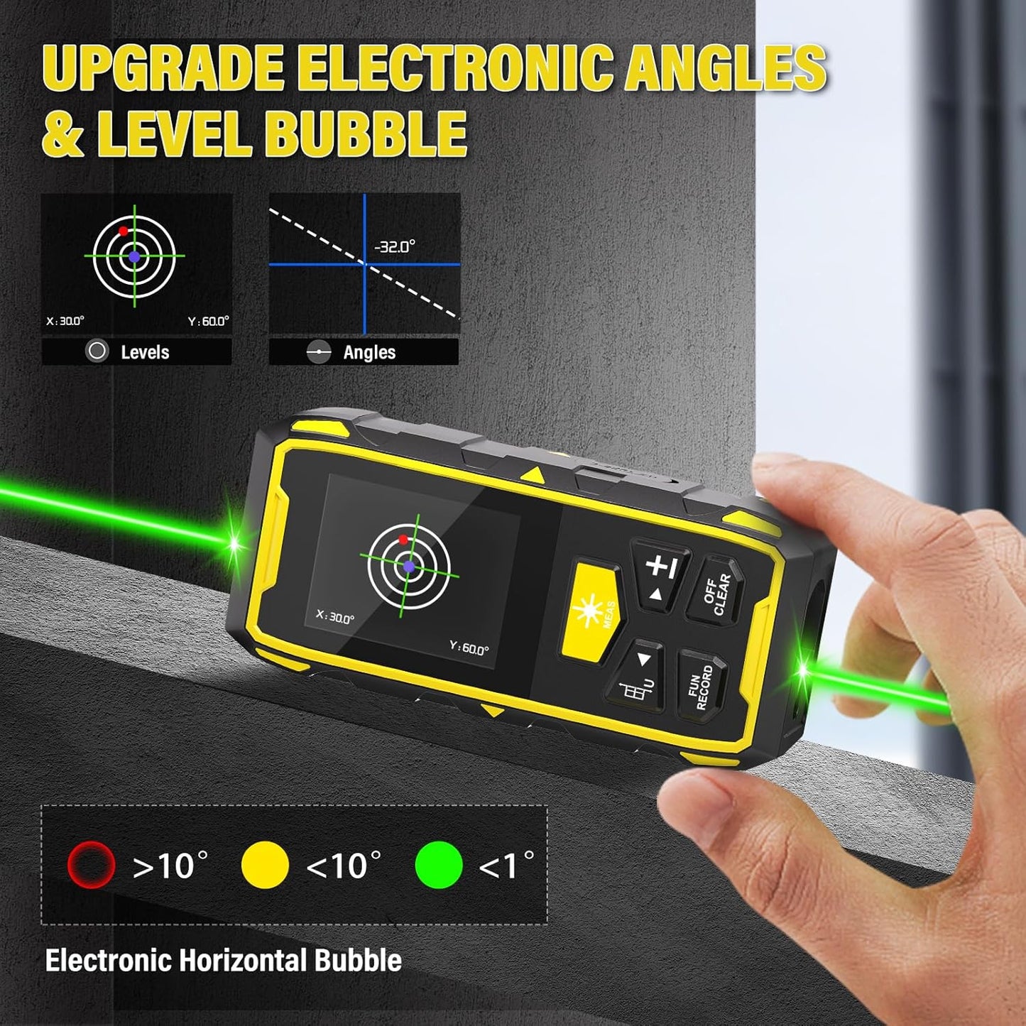IKOVWUK Dual Laser Measuring Tool, 393FT/120M Bilateral Laser Distance Meter 6 Unit Switching, Rechargeable Digital Laser Measure with Backlit LCD Display, Angle Sensor, Multiple Measure Mode