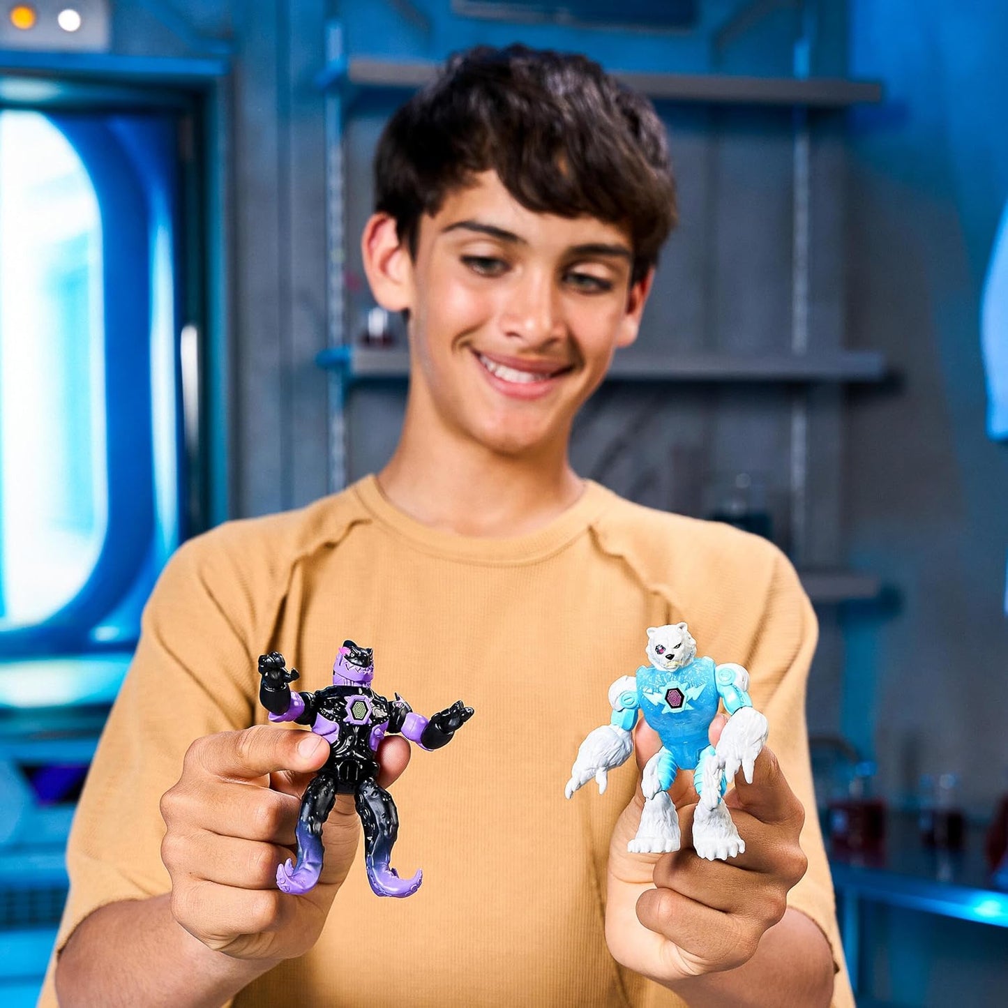 MrBeast Lab Hybrids Multi Pack, Reveal Different Hybrid Parts To Create 2 Mix & Match Action Figures, Plus Parts Of The Golden Panther Dragon, Fuse Millions Of Beast Combinations - Shark VS Polar Bear