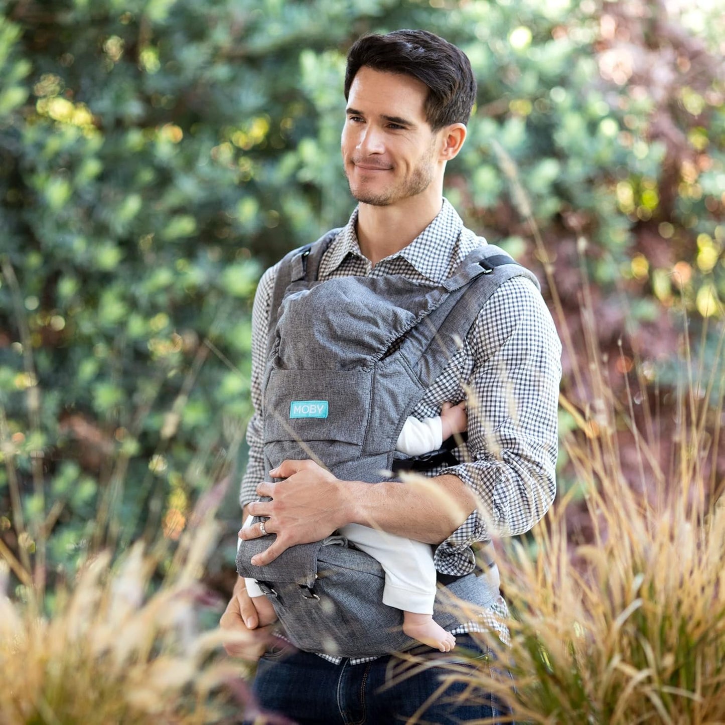 Moby Hip Seat and Baby Carrier for Infants and Toddlers, Designed for Mothers, Fathers, and Caregivers, Supports Children from 12-17 lbs (Grey)